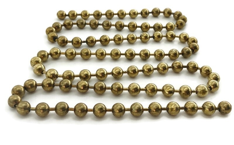 3 Feet Vintage Patina Brass Smooth Large 10mm. Ball Chain N115large