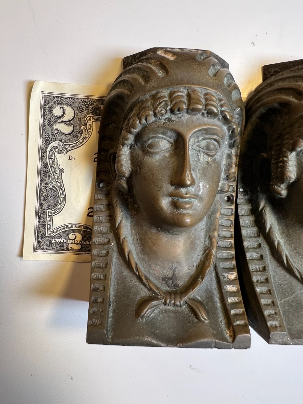 2: Antique Cast Brass Egyptian Revival Furniture Mounts Architectural Appliques