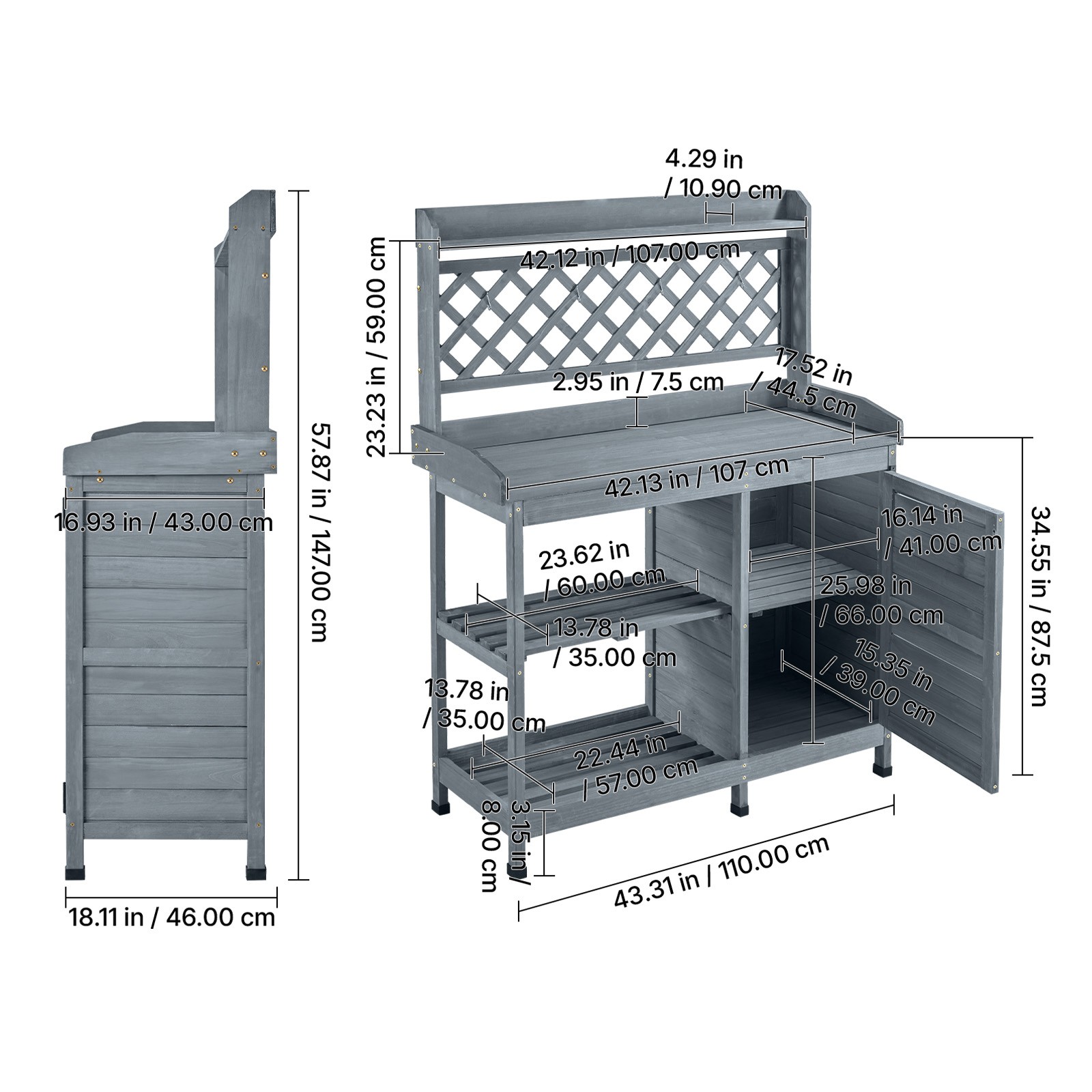 Uimoso Outdoor Wooden Gardening Table with Storage and Shelves