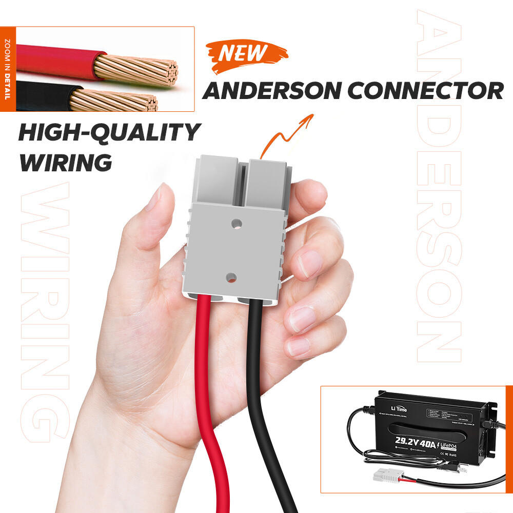 LiTime 29.2V 40A AC-DC Charger for 24V 200Ah 230Ah 280Ah Lithium LiFePO4 Battery