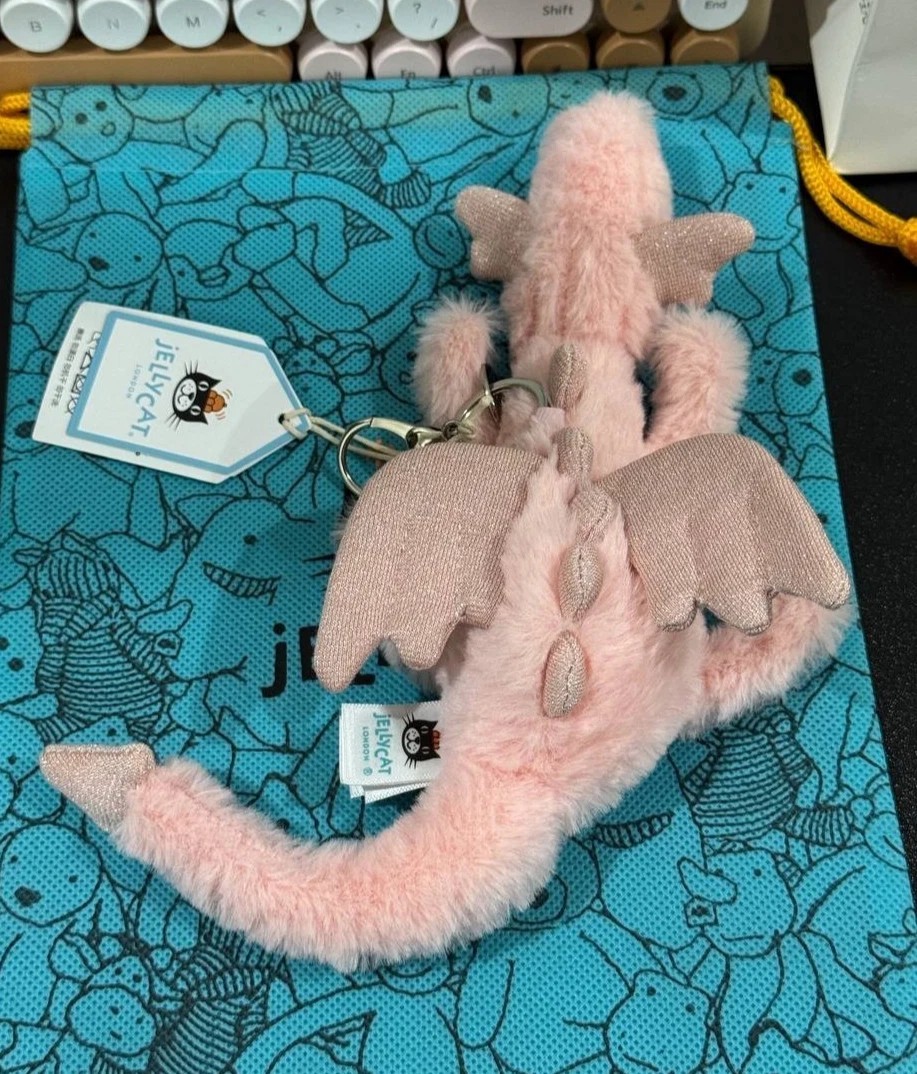 Jellycat Pink Dragon Bag Charm Plush Keychain NWT Gift