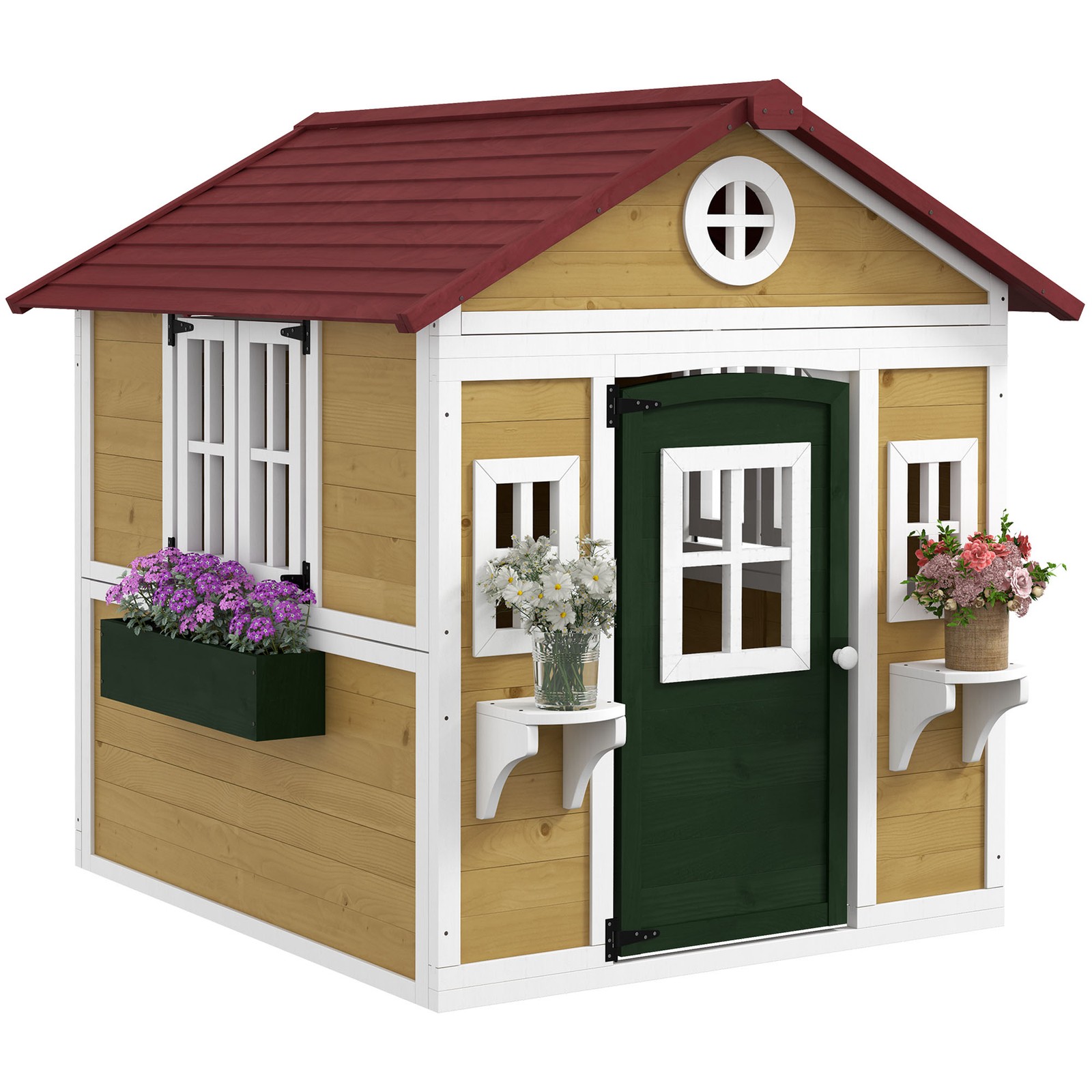 Playhouse for Kids with Doors, Windows, Planter Pots and Boxes