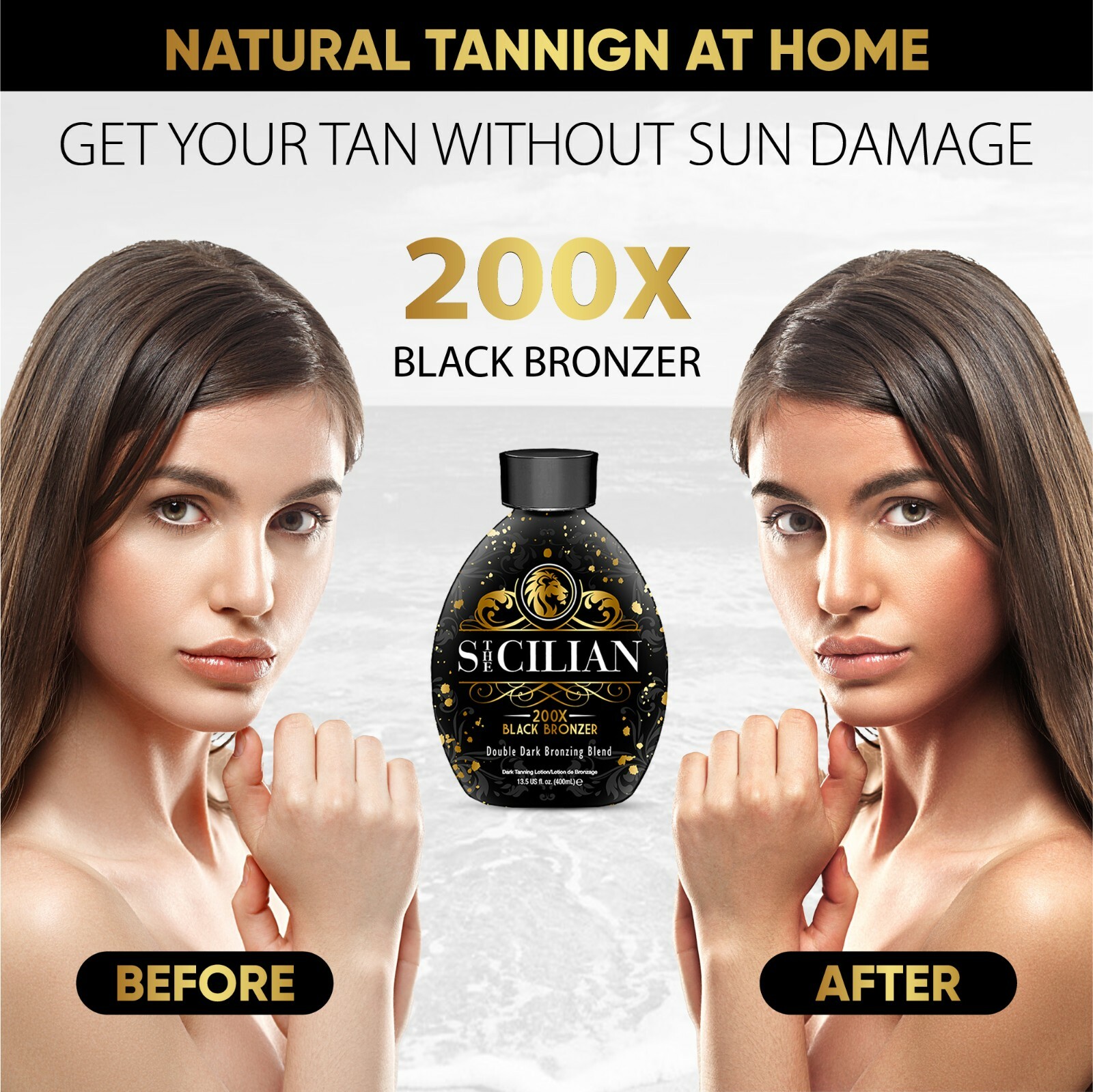2024 The Sicilian 200x Double Dark Black Bronzer Tanning Lotion Indoor / Outdoor