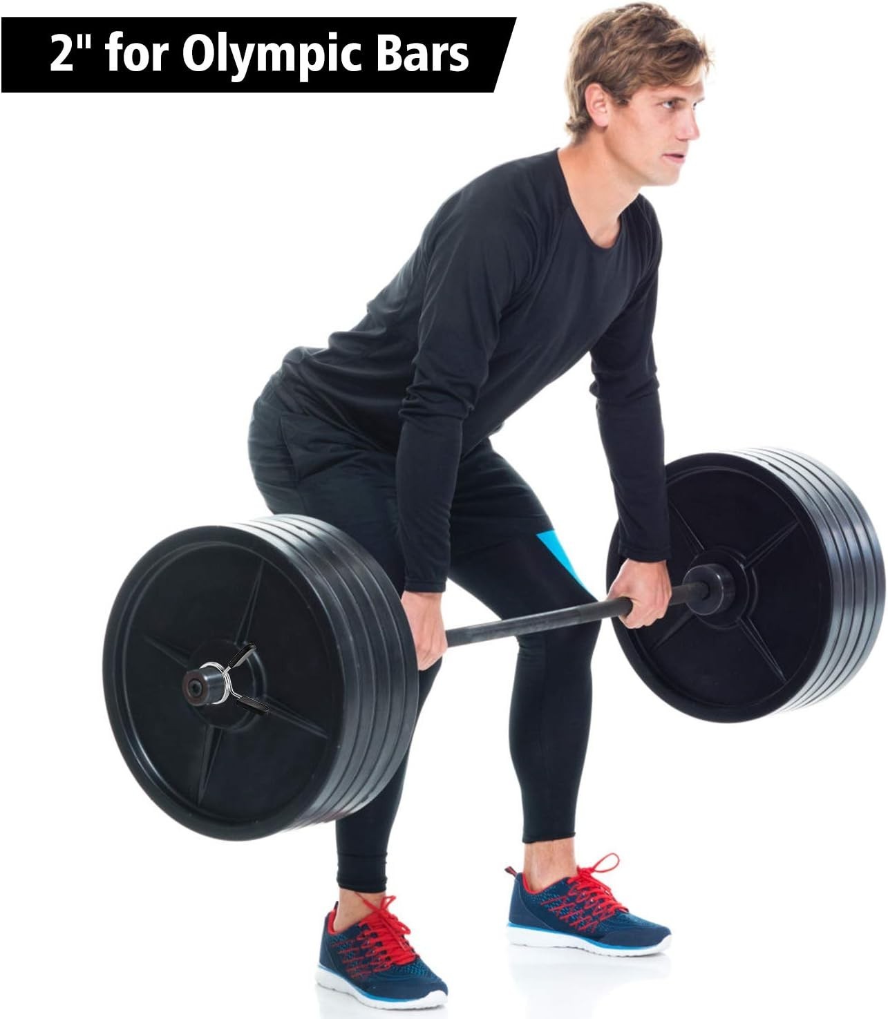 2 Pcs Barbell Weight Bars Clips Clamps 2 Inch for Olympic Bar Spring Lock Collar