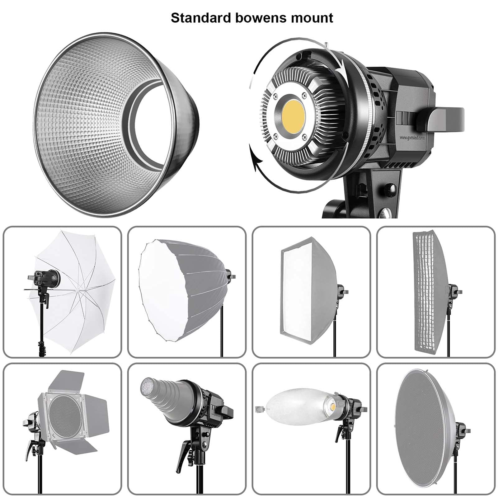 GVM 80W CRI97+ 5600K Dimmable LED Video Lights with Bowens Mount Kit Continuo...