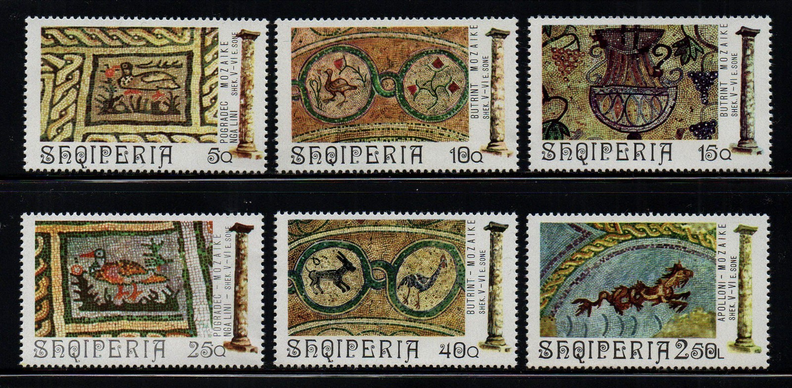 ALBANIA, SCOTT # 1564-1569, MNH SET - MOSAIC DUCK DESIGNS ARCHAEOLOGY, YEAR 1974