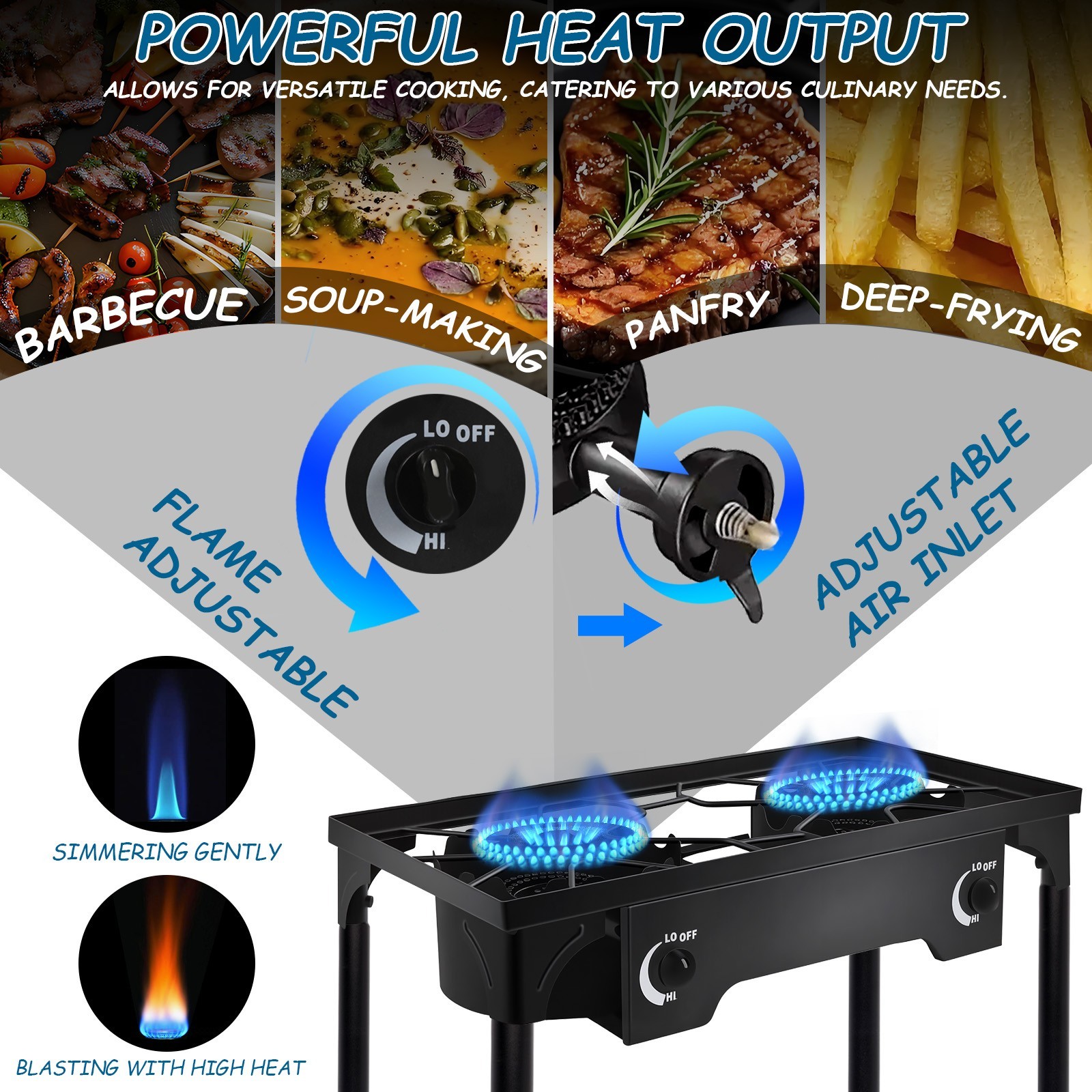 Hot 150000 BTU Propane Stove 2 Burner Gas Outdoor Portable Camping BBQ Grill US