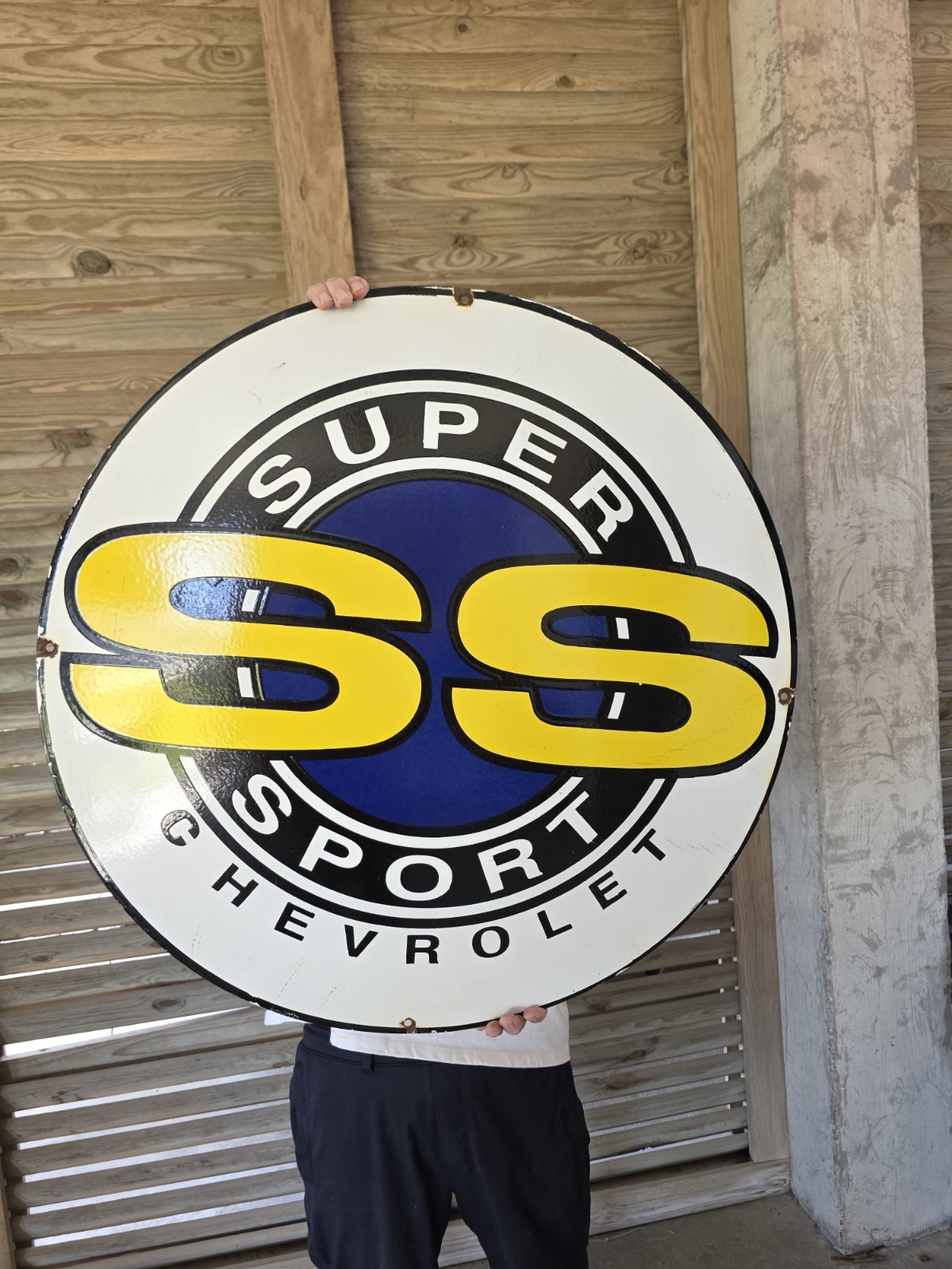 HUGE VINTAGE CHEVROLET SUPER SPORT  PORCELAIN SIGN 30"*
