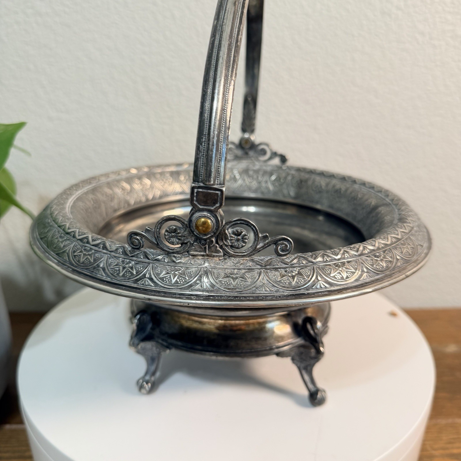 Derby Silver Co Quadruple Plated Footed Bowl with Handle Candy Dish