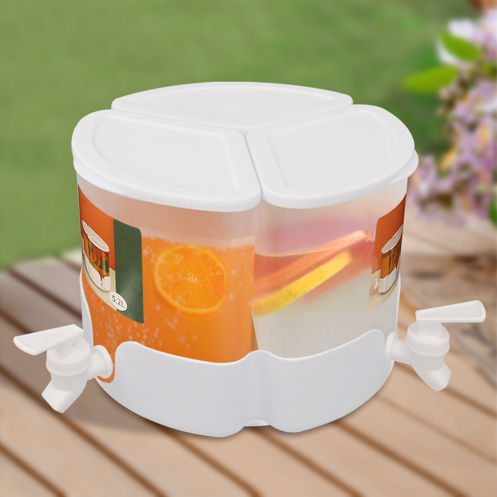 360° Rotation Juice/Drink Dispenser 5.2L 3-in-1 Beverage Dispenser W/ 3* Faucets