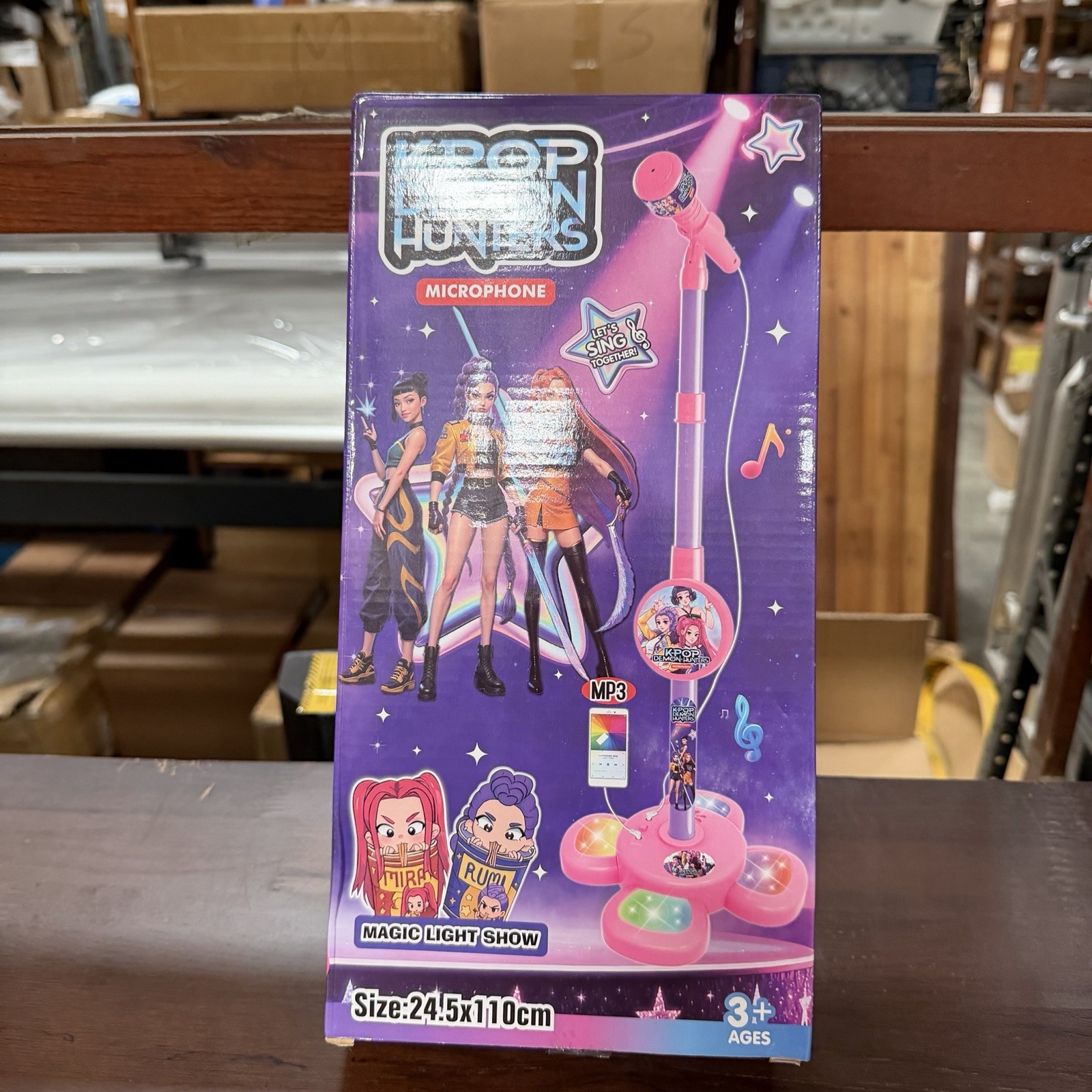 K-Pop Demon Hunters Kids Karaoke Microphone Stand Toy Set – New