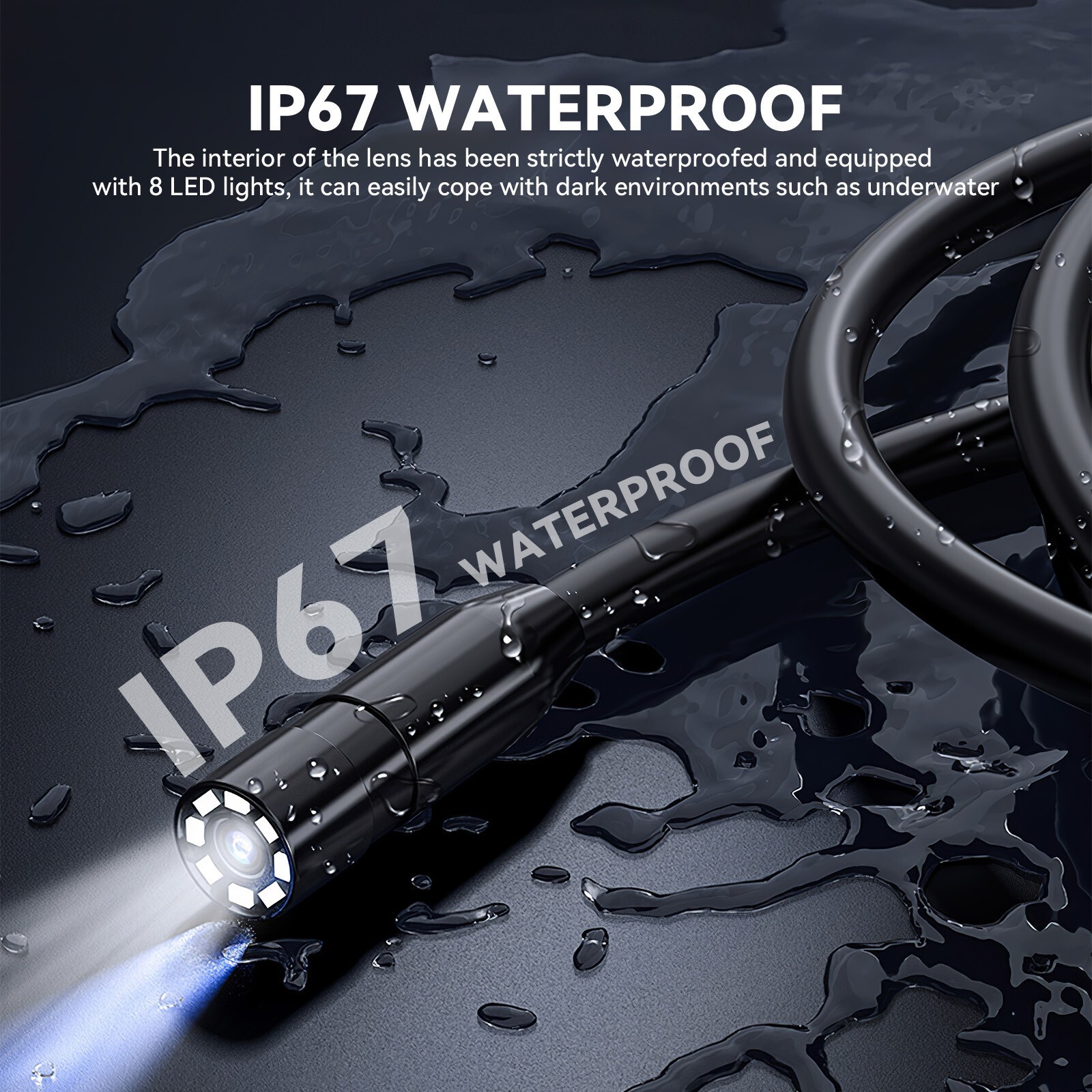 1080P LED Handheld Industrial Endoscope Borescope 8mm Inspection Snake Camera