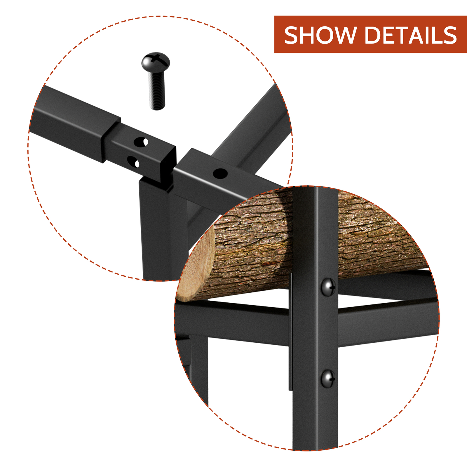 Outdoor Indoor Firewood Rack Holder for Fireplace Wood Storage Heavy Duty Stand
