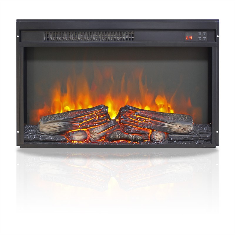 26 inch Electric Fireplace Insert,Ultra Thin Heater w/Log Set & Realistic Flame