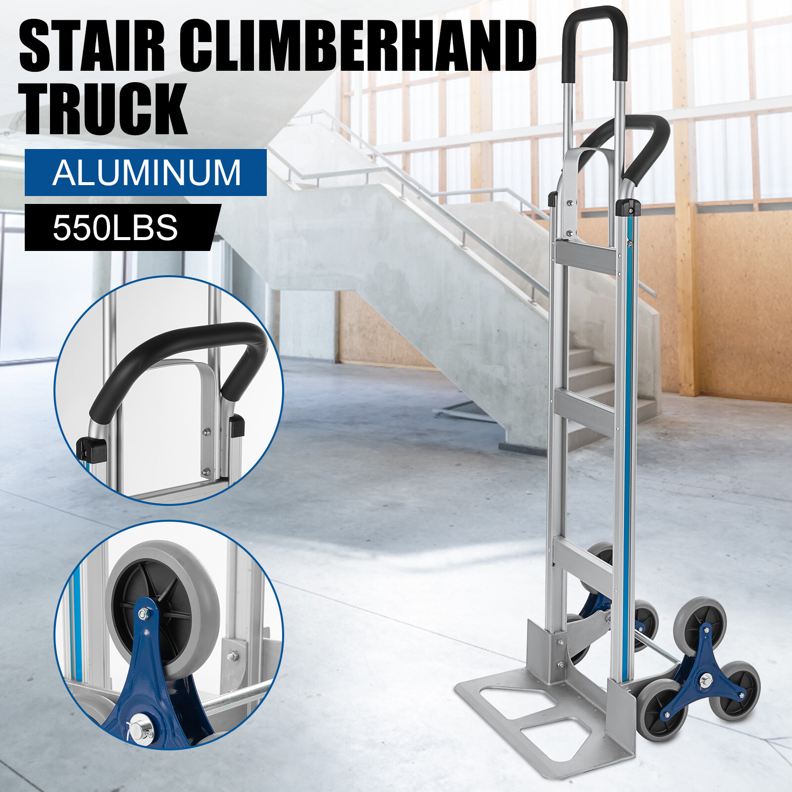 Convertible Aluminum Hand Truck Stair Climber Folding Dolly Cart Heavy Duty