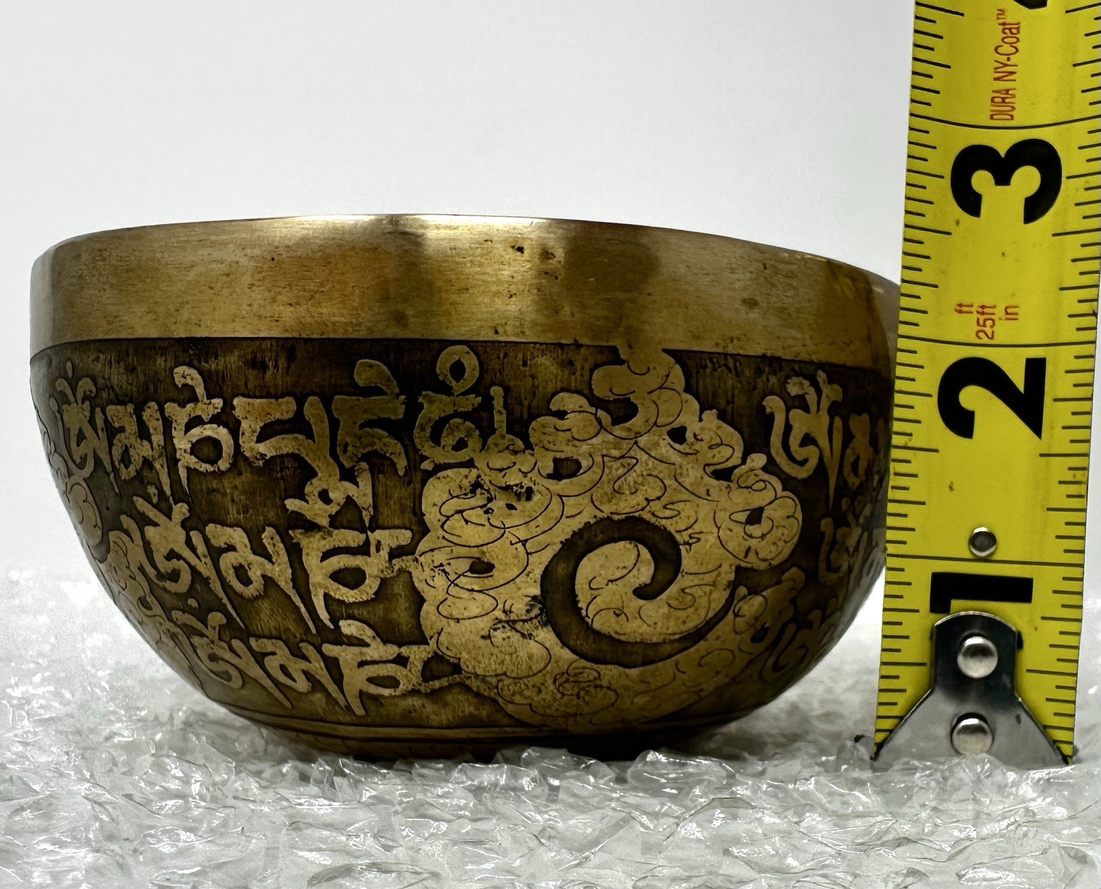 Rare Vintage Antique Tibetan Singing Bowl Heavy Metal Handcarved Patina