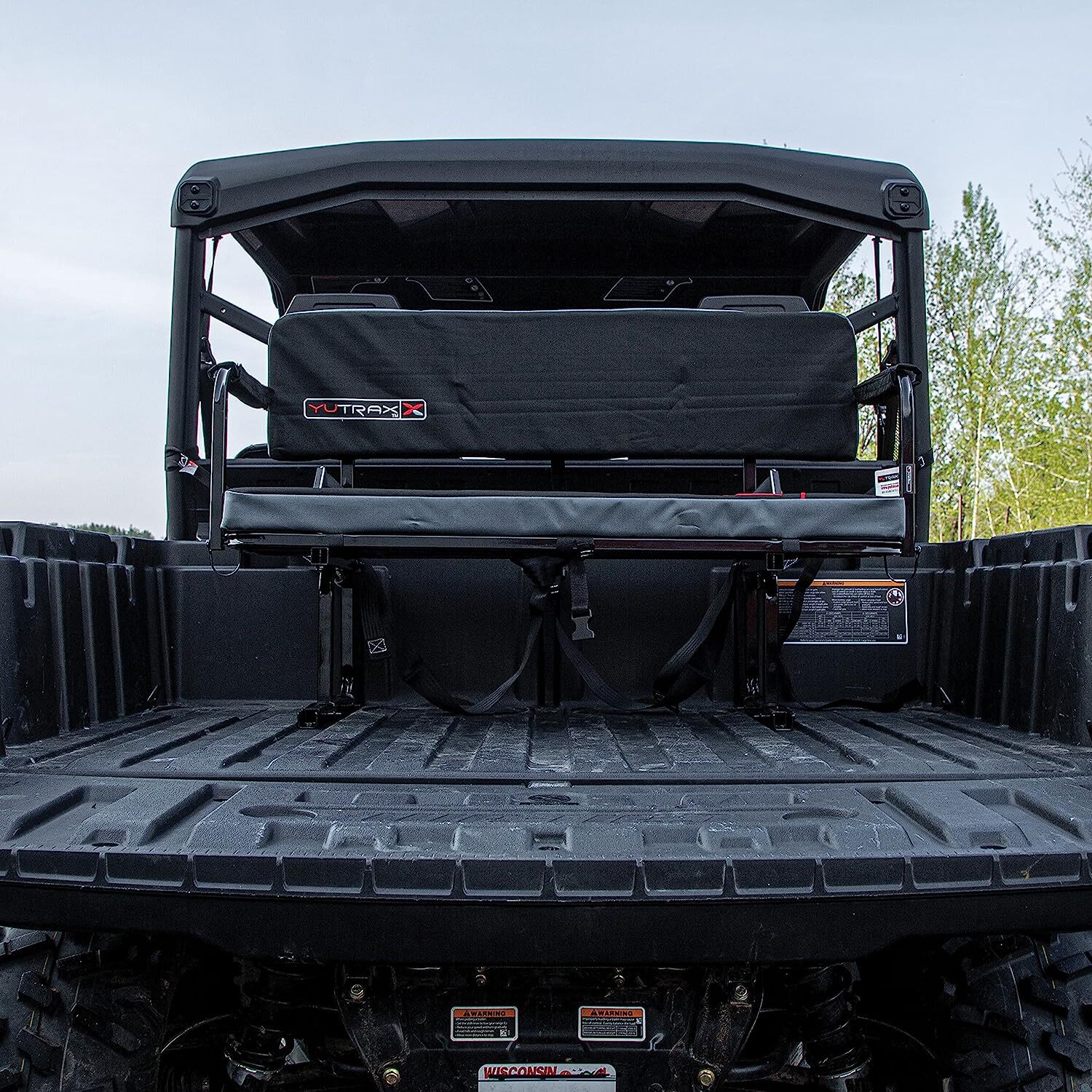 UTV Flip Up Jump Seat Cushioned Padded Rear Facing Seating Black Universal Mount