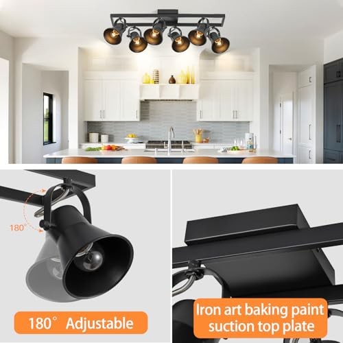 6 Light Track Lighting Fixtures Ceiling Black Kitchen Track 6 lights