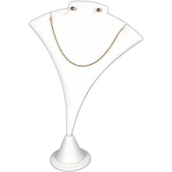 2 Necklace Earring White Faux Leather Combo Display