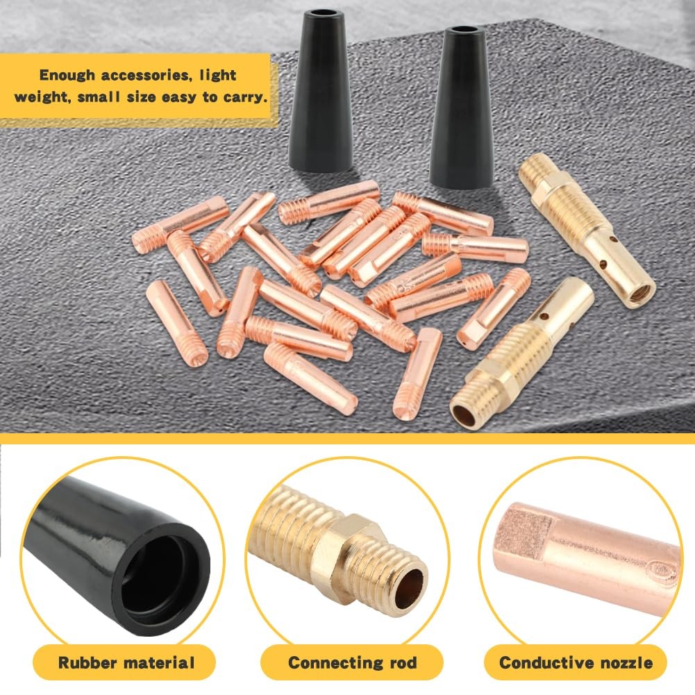 24PCS Flux Core Gasless Nozzle Welding Kit,KP1939-1 Flux Core Gasless Nozzle