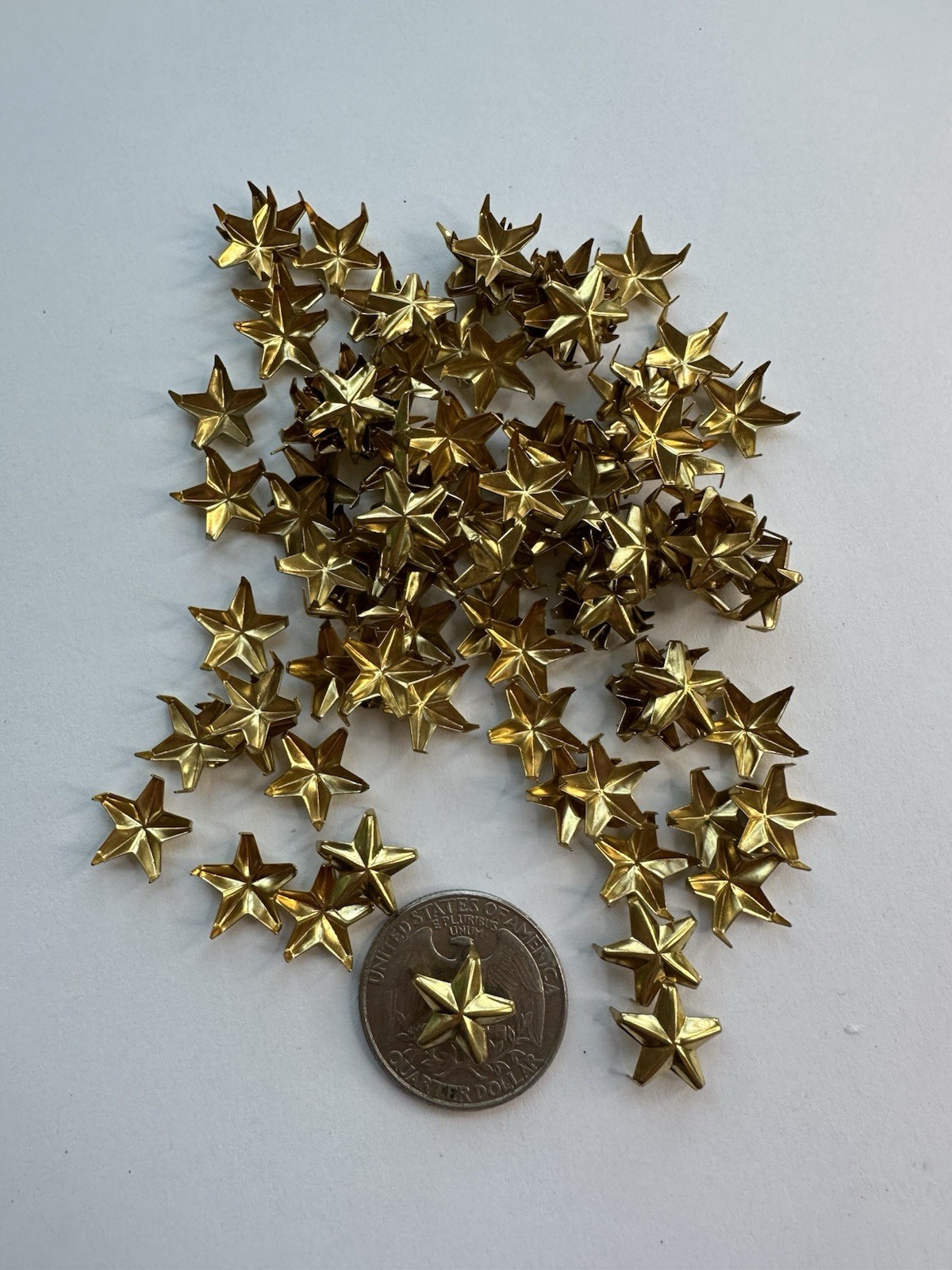 100x Vintage Gold Star Upholstery Tacks – ½” 5-Point Prong Back Furniture Spots