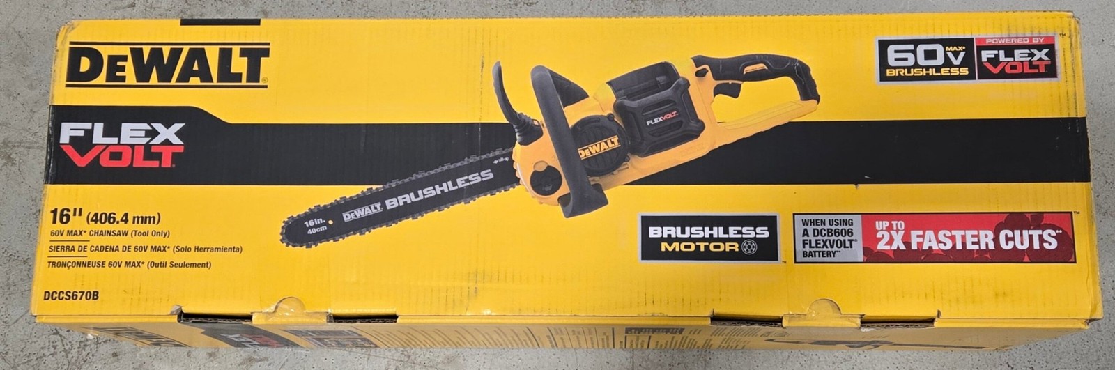 Dewalt DCCS670B 16in. Brushless Cordless Battery Powered Chainsaw (Tool Only) FL