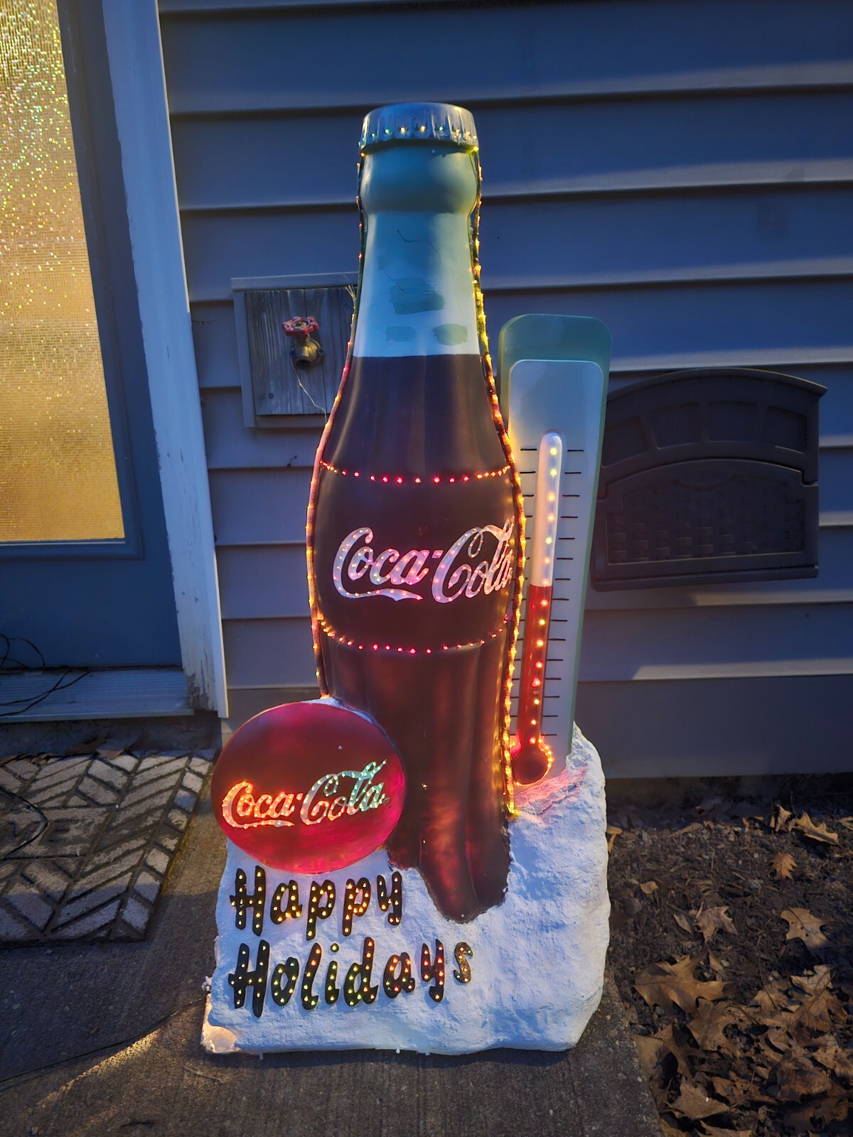 Fiber Optic Coca Cola Coke Bottle Happy Holidays Christmas Outdoor Vintage Light