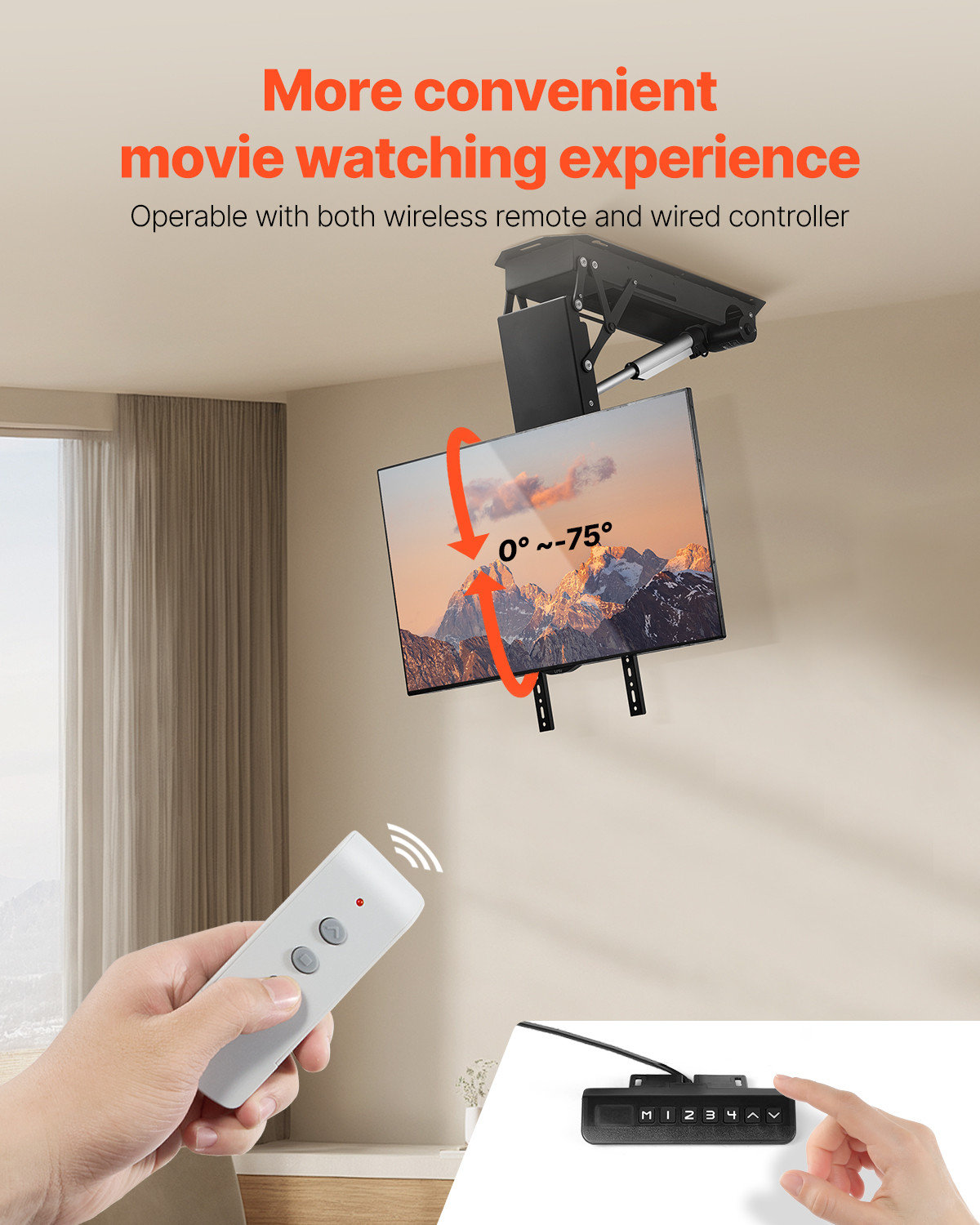 Motorized Ceiling TV Mount Electric Flip Down TV Mount for 32-70 in Screen