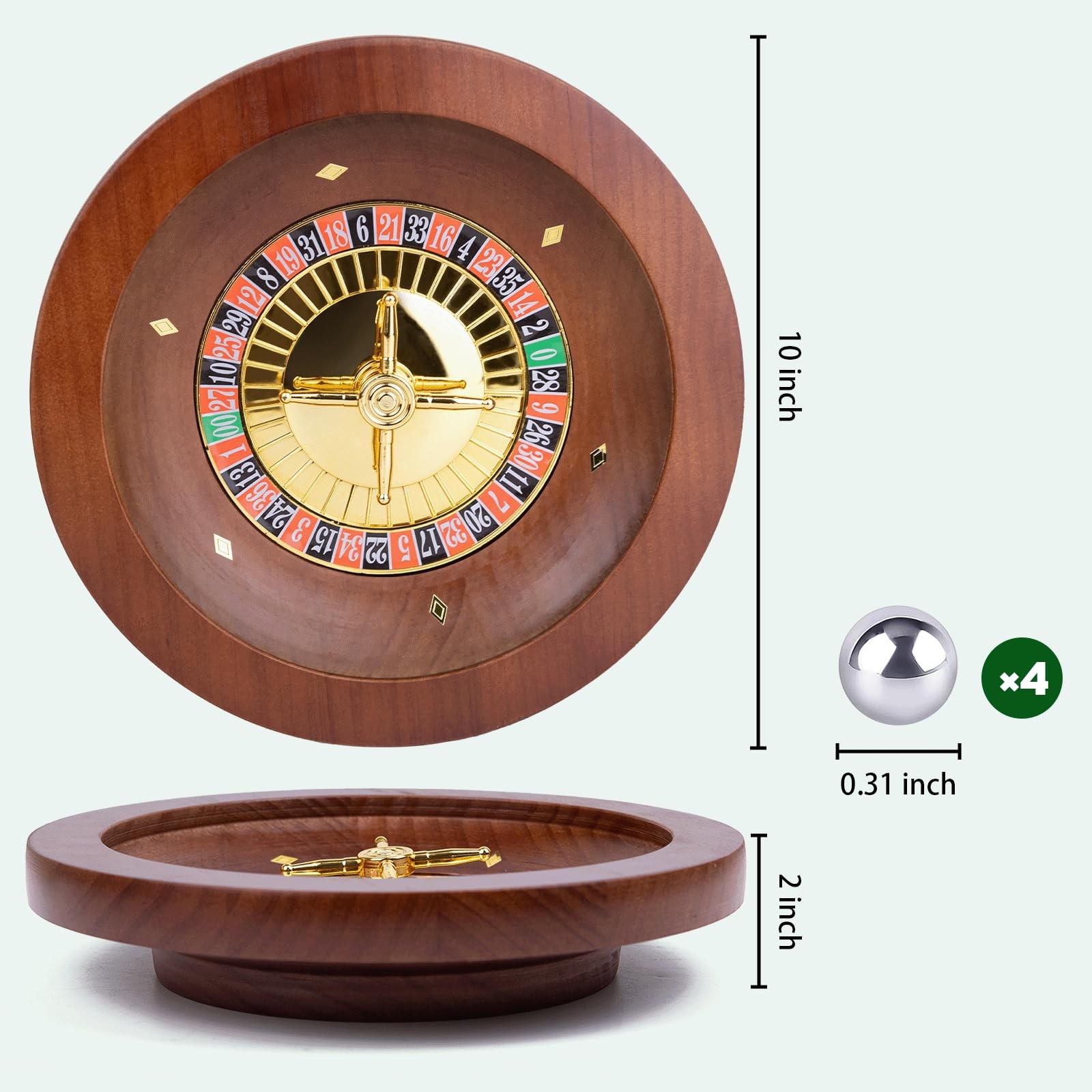 10 Inch Wooden Roulette WheelProfessional Solid Wood Casino Roulette Wheels