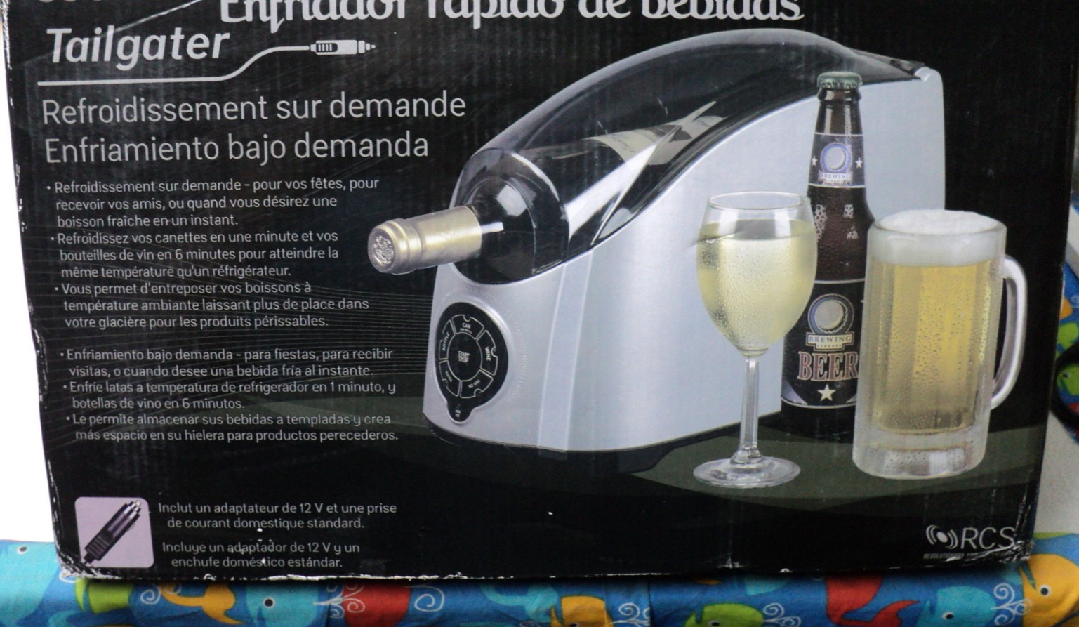 Cooper Cooler Rapid Beverage Chiller Dorm Tailgating Bottles Cans ChillOnDemand