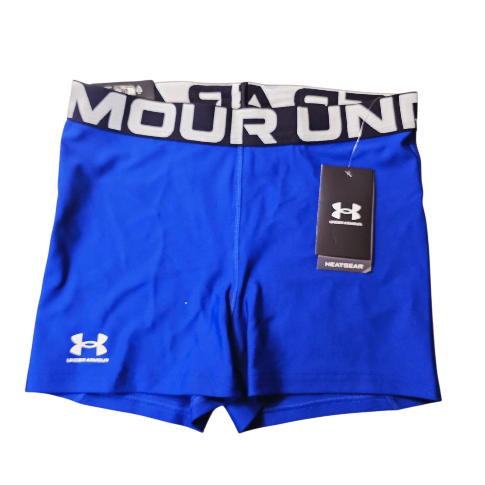 Under Armour Women's HeatGear Mid Rise Shorty 3” Shorts Royal Blue NWT