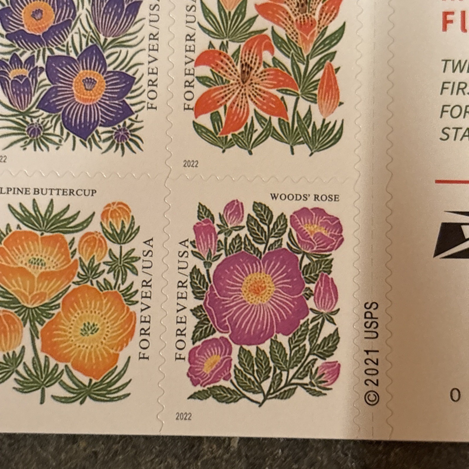 COLLECTABLE FOREVER "MOUNTAIN FLORA" 20 PER SHEET