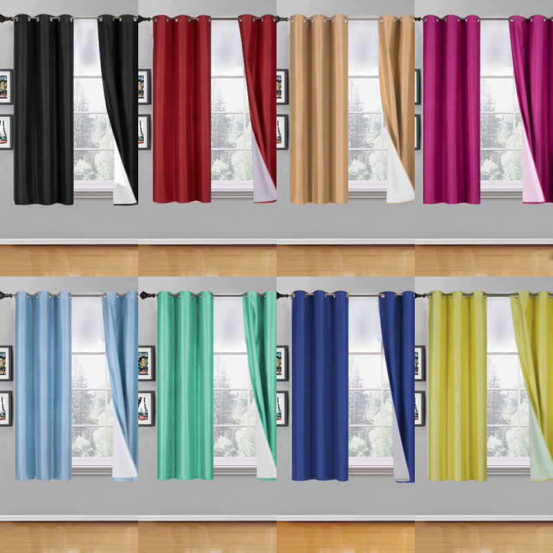 Adam 100% Blackout Window Curtain 2 Panels Room Darkening White Linen Grommet