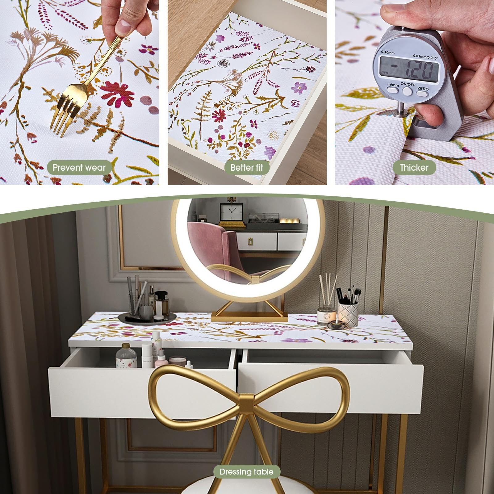 Drawer and Shelf Liner for Kitchen Cabinets 12INx20FT, Non Adhesive, Non Slip...