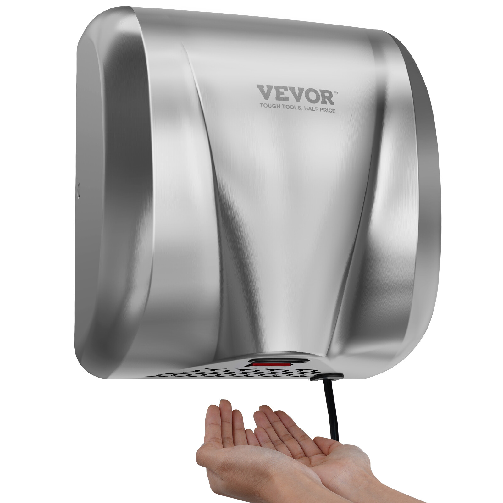 VEVOR 1300W Hand Dryer Commercial Household Automatic High Speed Stainless Steel