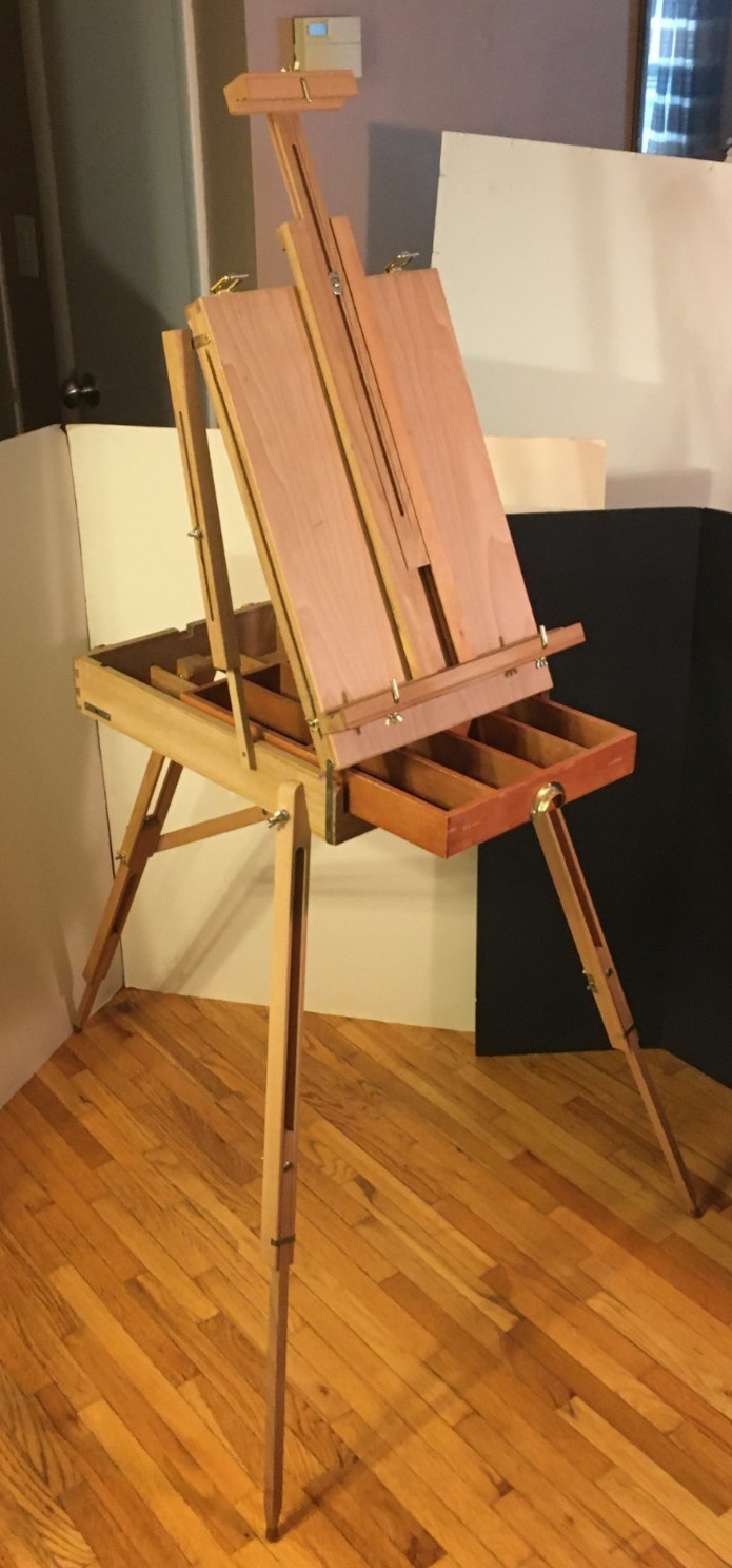 **Vintage FRENCH EASEL FOLDING ARTIST SKETCHBOX PORTABLE SOLID WOOD STORAGE