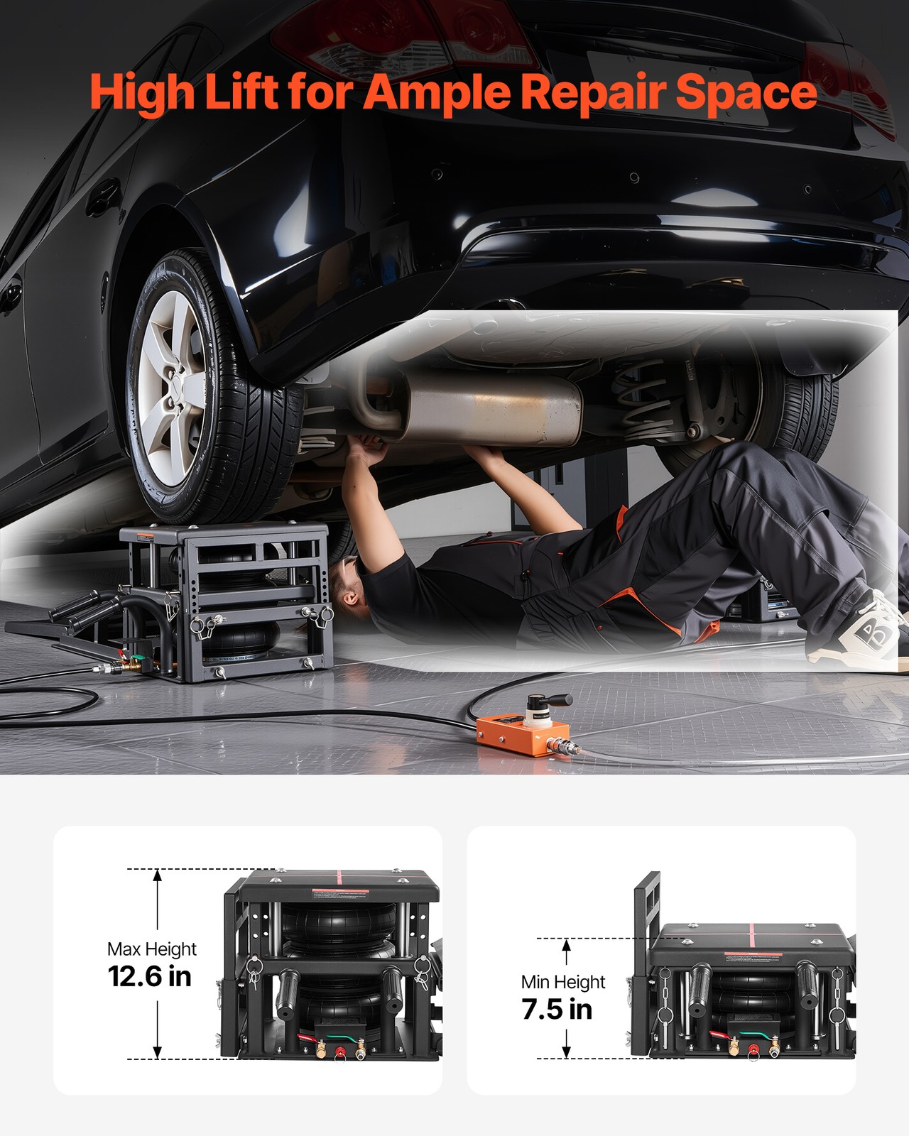 VEVOR 2-Pack Air Portable Car Lifts 11023 lbs Heavy Duty Pneumatic Ramp Jacks