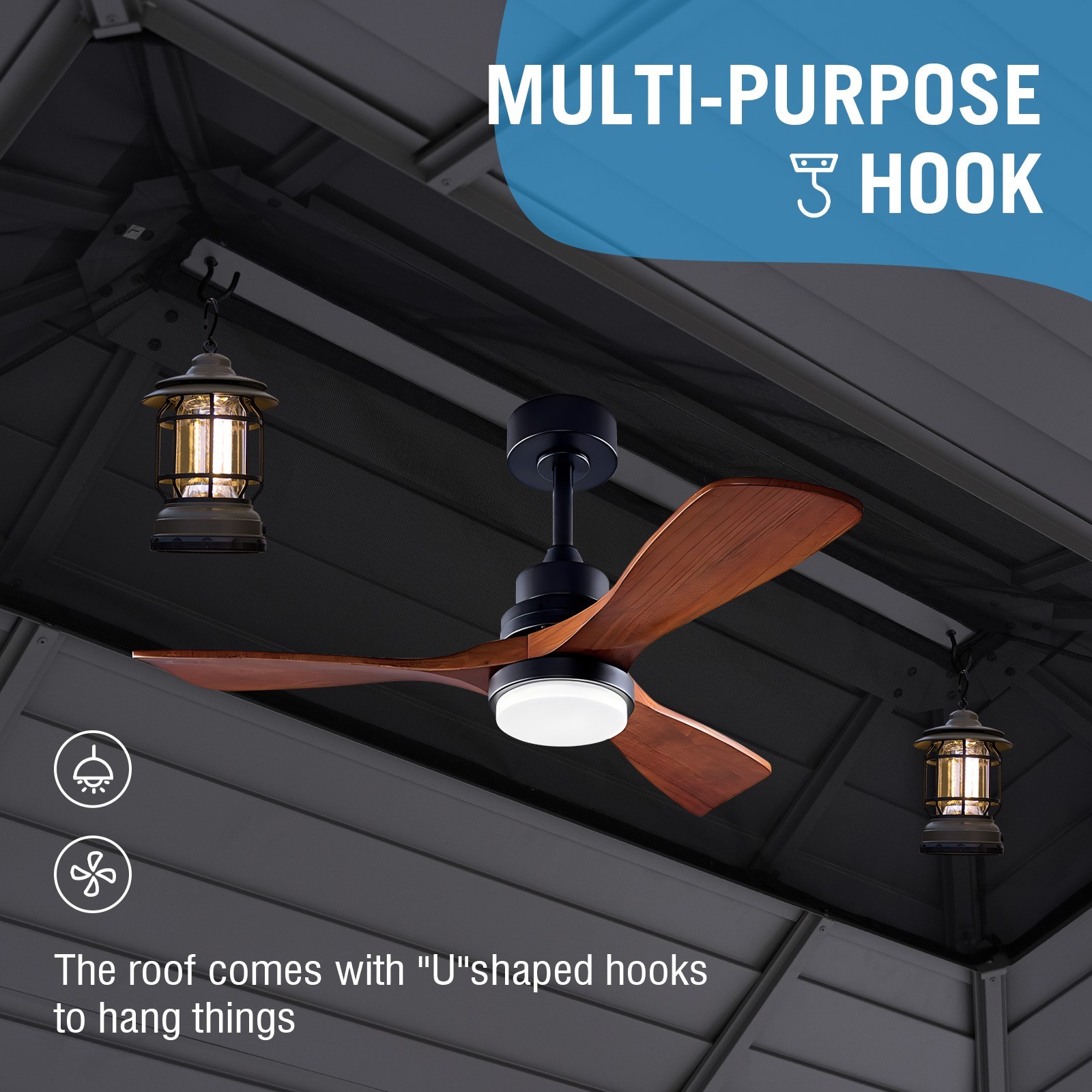 10x13 Hardtop Gazebo Double Roof with Curtain and Netting