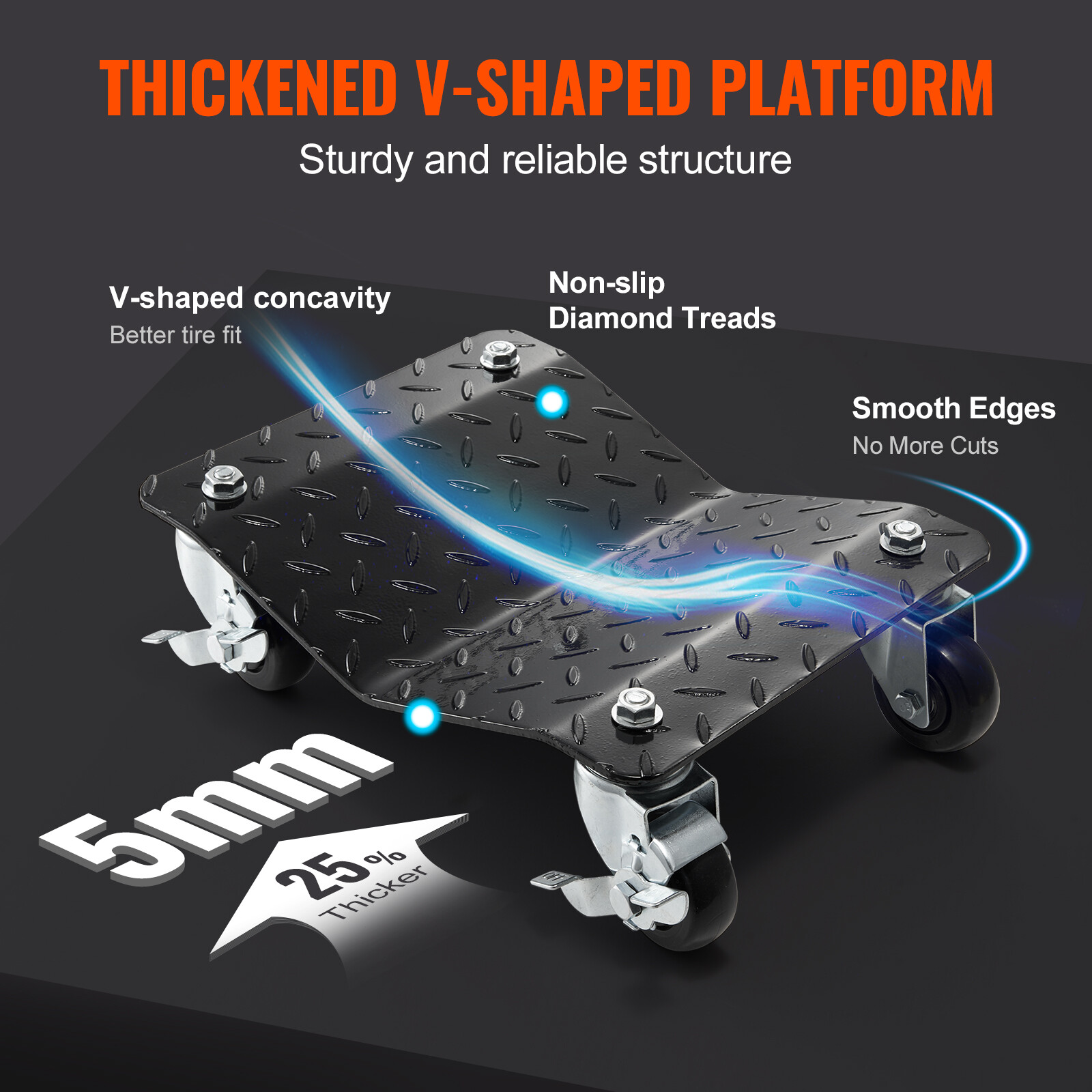 VEVOR 4 PCS 6000LB Car Dolly Wheel Tire Dolly Heavy Duty Skate Auto Repair Dolly