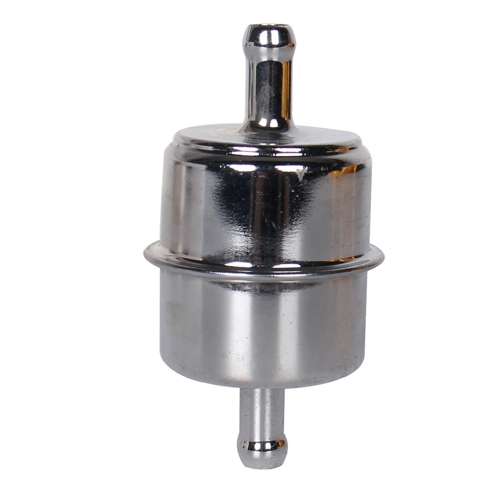 9746 Fuel Filter Chrome Canister For 3/8" Hose Carburetor Inline Gas Filter