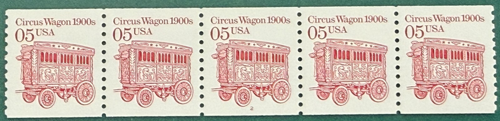US Scott 2452a 5 cent Circus Wagon, Plate #2, No Tag, Low Gloss Gum, MNH, VF