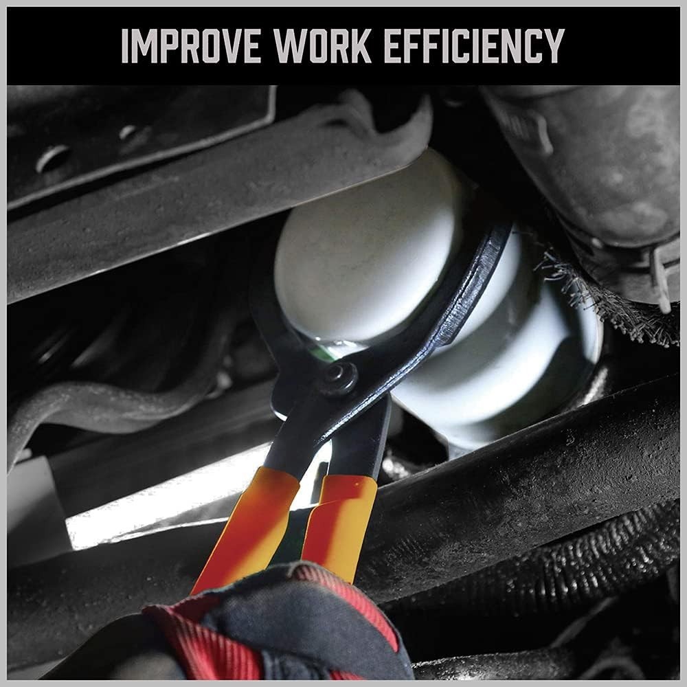 HORUSDY 12 Adjustable Oil Filter Pliers, 20° Angled Jaw Heavy-Duty Oil Filter