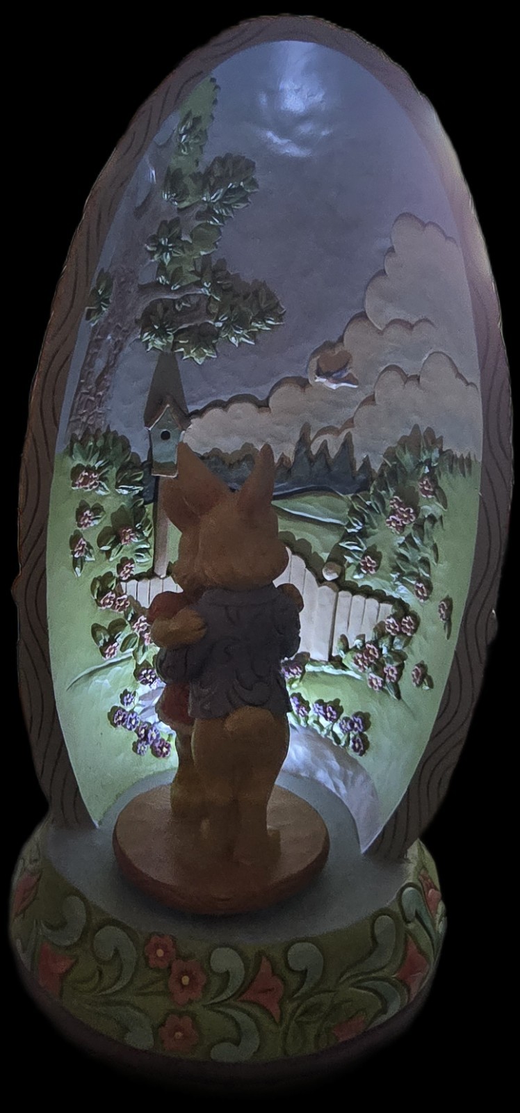 Jim Shore Heartwood Creek 11" Lit & Rotating Hatching a Happy Easter Bunny Coupl