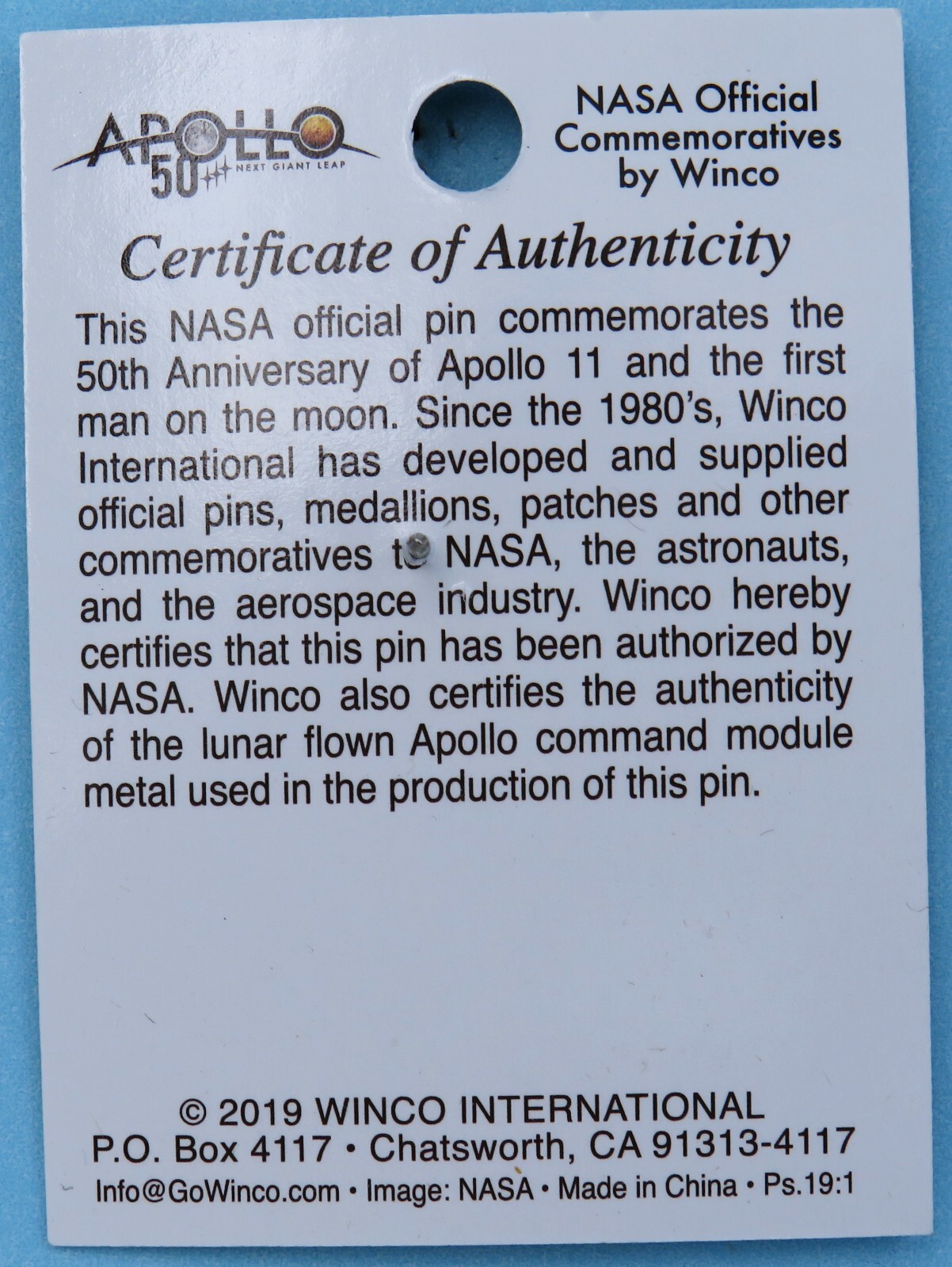 PIN flown metal NASA Apollo 11 footprint 50th Anniversary moon landing boot