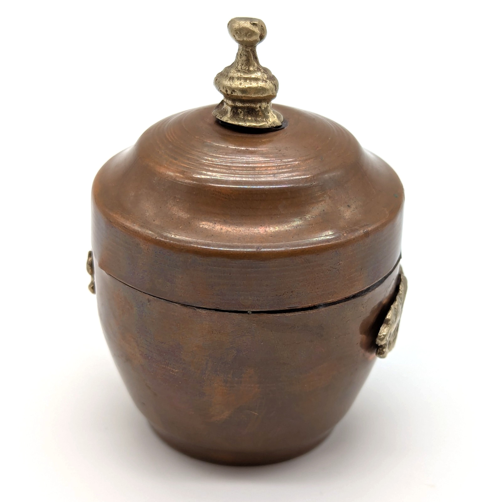 Dragon Copper Jar w/ Silver Tone Ritual Ginger Trinket Urn 3" Tibetan
