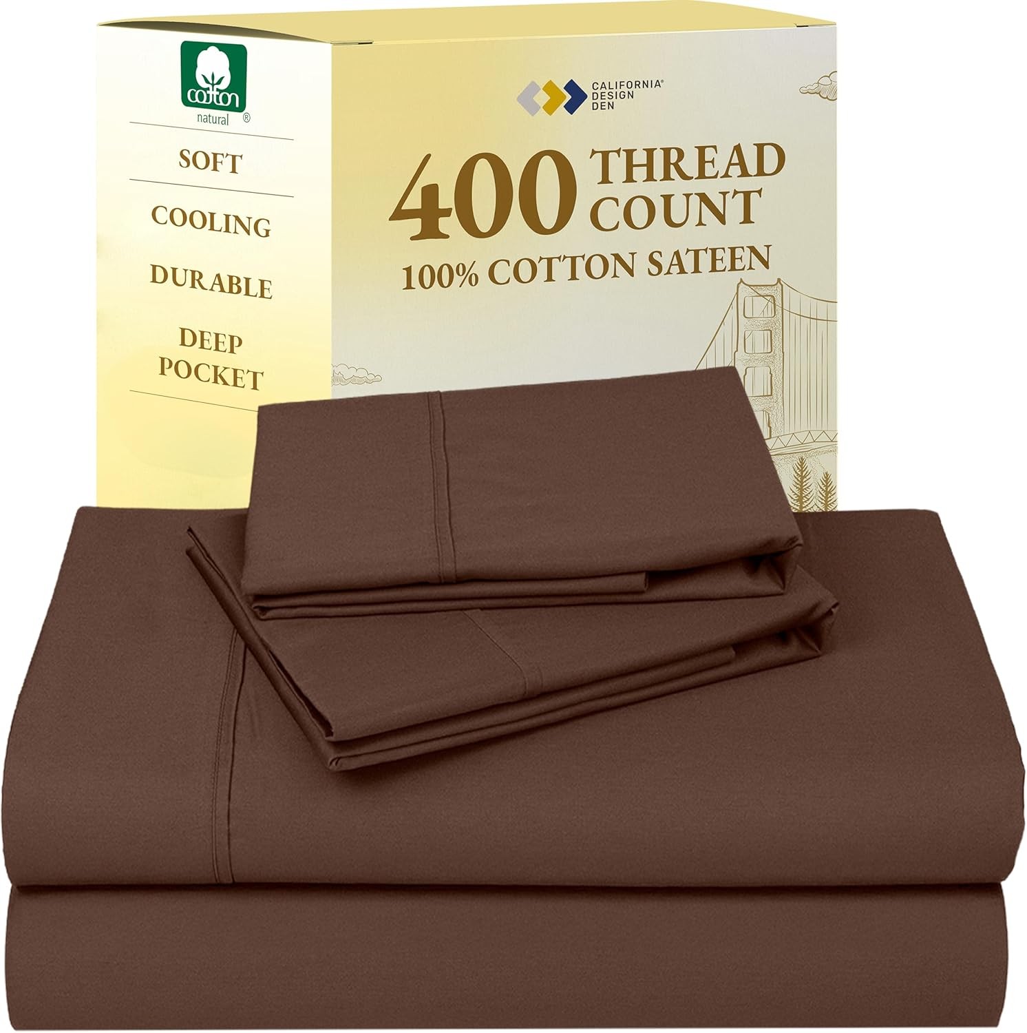 Full-Size Bedding Set—Soft 400-Thread-Count Sateen Fabric