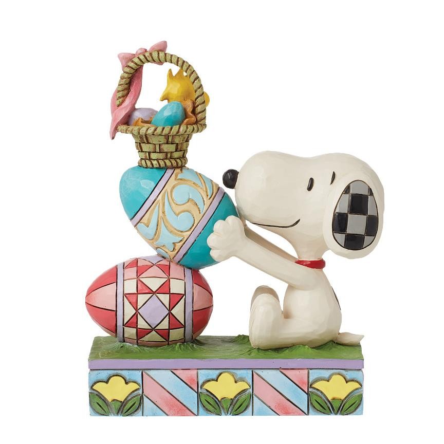 Jim Shore Peanuts Snoopy & Woodstock Stacking Easter Eggs Figurine 6016262
