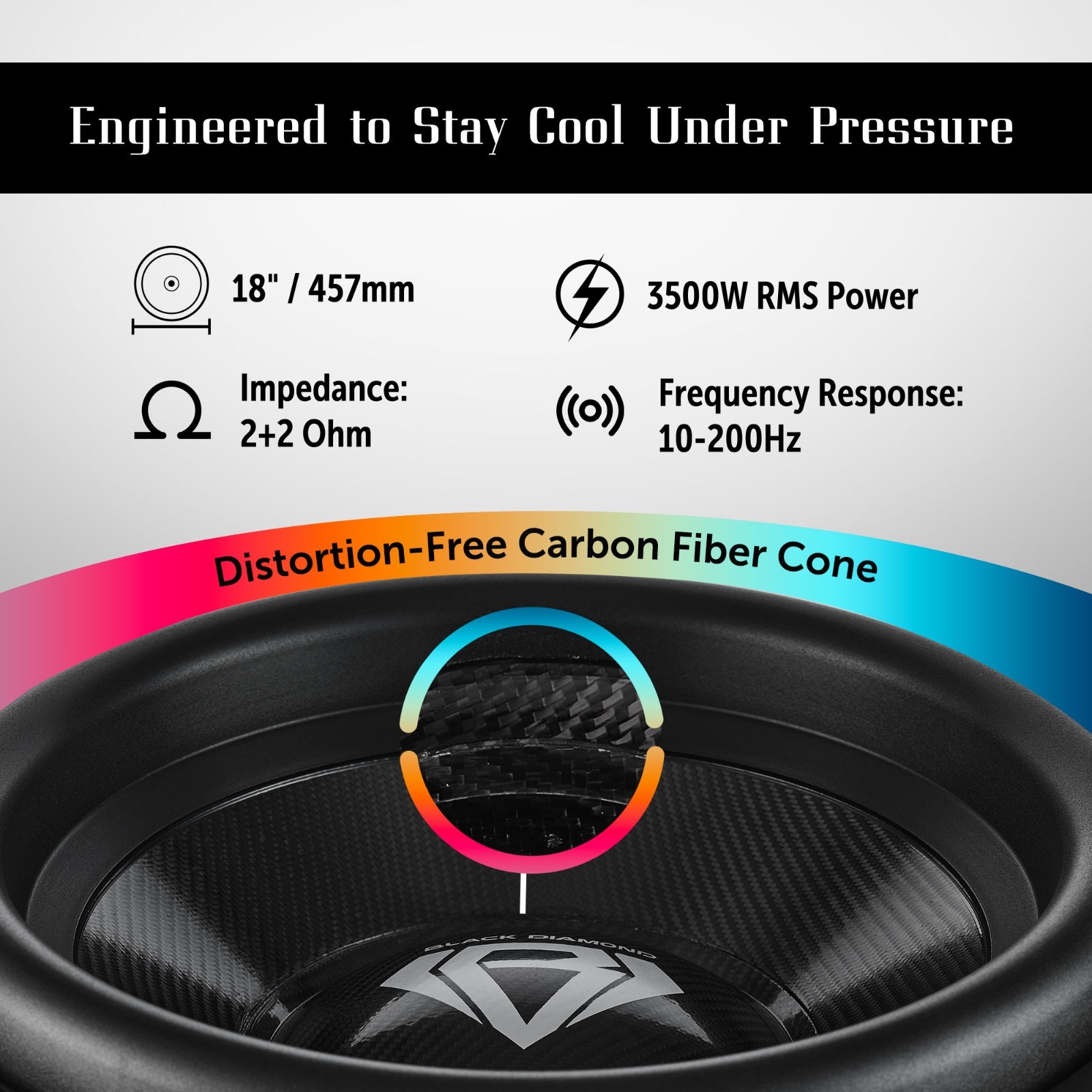 Black Diamond 18" High Excursion Subwoofer with Carbon Fiber Cone 3500W RMS