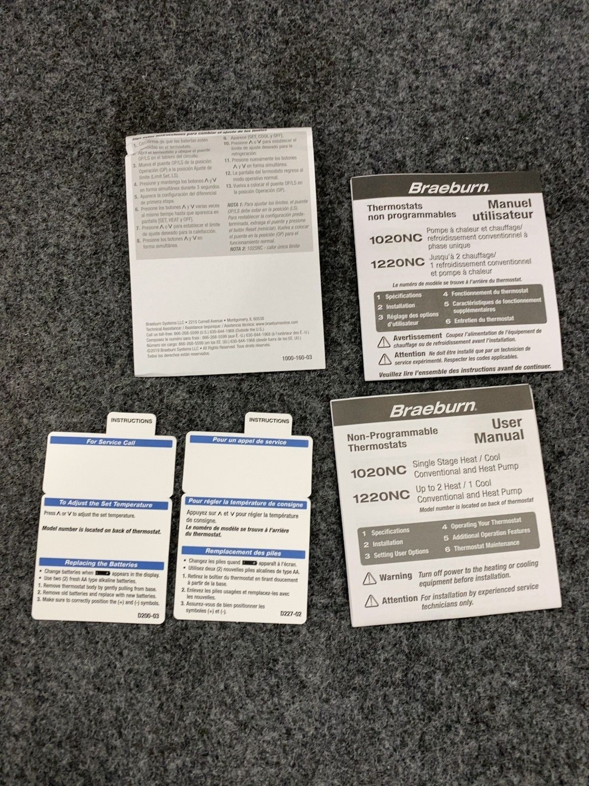 BRAEBURN 1220NC Thermostat, Non-Programmable, 2H/1C