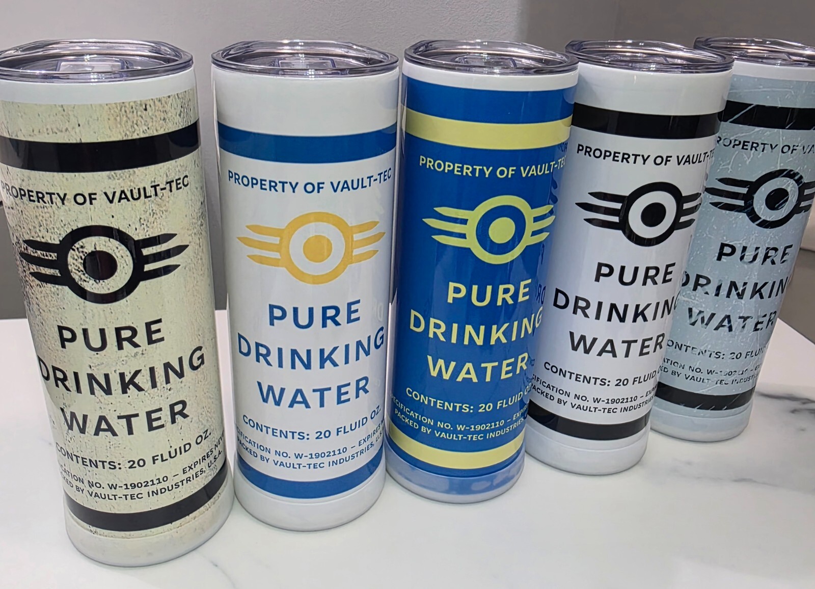 Fallout Vault-Tec Pure Drinking Water 20 Oz. Tumbler w/Metal Straw - FIVE STYLES